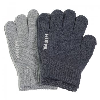 Вязаные перчатки LEVI 2 пары (серый с темно-серым) 38399 Huppa 82050002 00148 