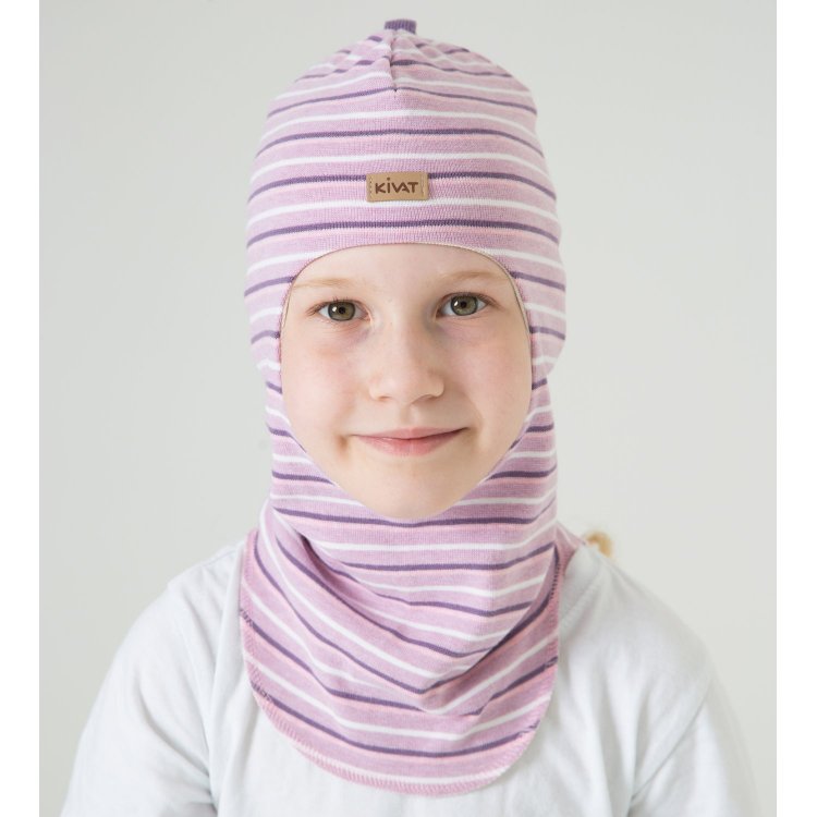 Шапка-шлем Kivat хлопковый (розовый в фиолетовую полоску) 66410 Kivat 446 21-10 