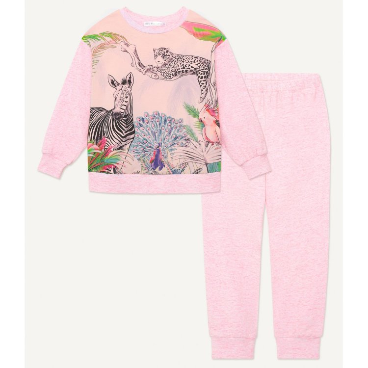 Пижама: кофта + штаны (розовый с принтом) 112644 Rita Romani 8140-1 
