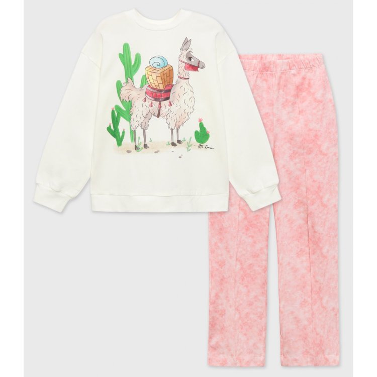 Пижама: кофта + штаны (белый с розовым) 112652 Rita Romani 8397 