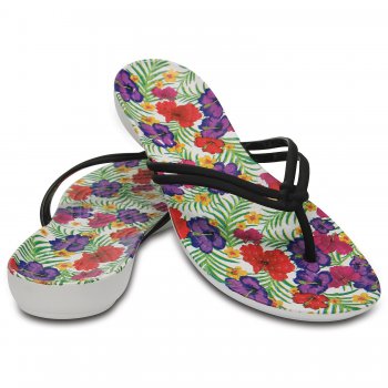 Crocs Шлепанцы Crocs Isabella Graphic Flip (белый с цветами)