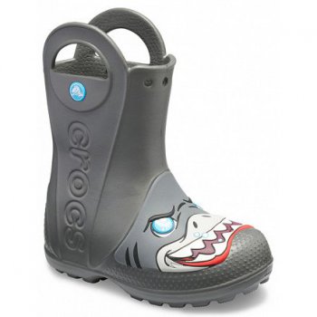 Crocs Сапоги Crocs FL Creature Rain Boot (серый с акулой)