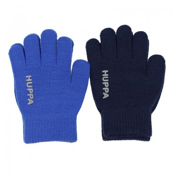 Вязаные перчатки LEVI 2 пары (голубой с темно-синим) 38398 Huppa 82050002 00135 