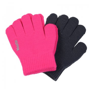 Huppa Вязаные перчатки LEVI 2 пары (розовый и серый)