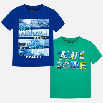 Mayoral Комплект из 2-х футболок (синий, зеленый)