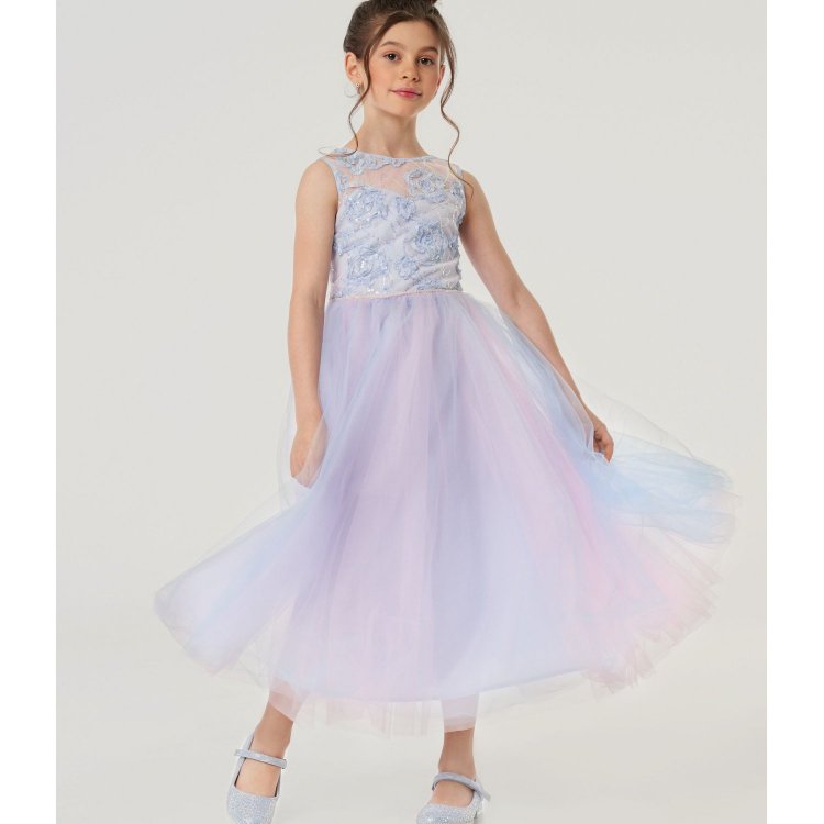 Платье с цветами и пайетками (розово-голубой) 112734 Choupette 1536 43 