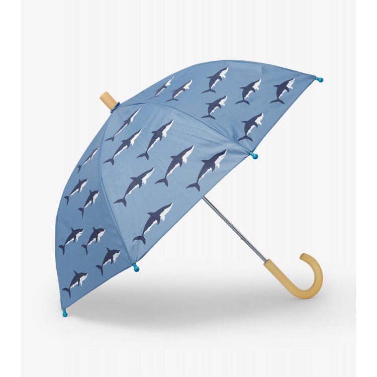 Hatley Зонт, меняющий цвет под дождем (голубой с акулами)