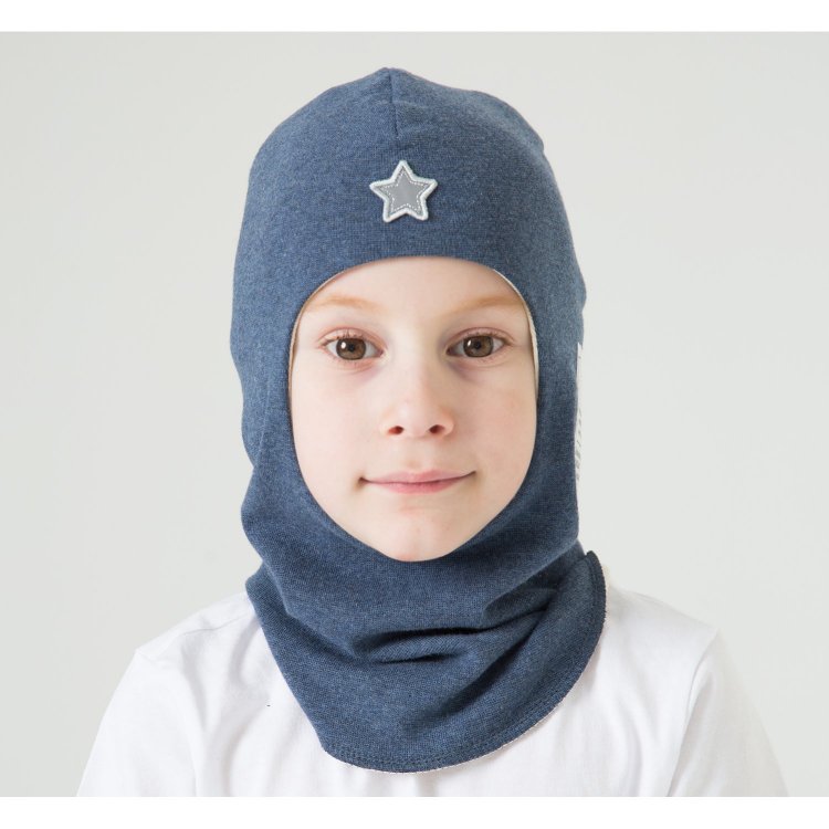 Шапка-шлем Kivat хлопковый со вставками со звездой (синий меланж) 83577 Kivat 431 MEL68 V 