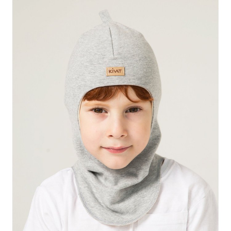 Kivat Шапка-шлем хлопковый со вставками (серый меланж)