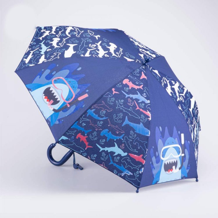 Kotofey Зонт, меняющий цвет под дождем (синий с акулами)