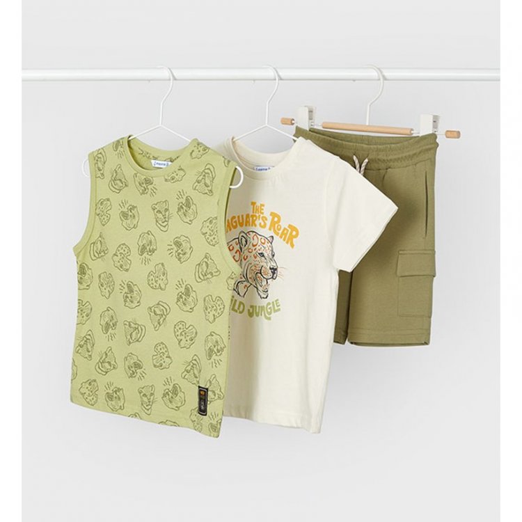 Комплект: футболка + майка + шорты (зеленый, белый) 113782 Mayoral 3604 93 