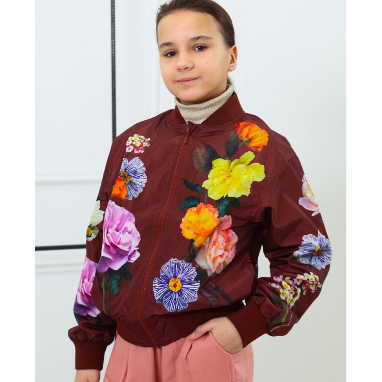 Куртка-бомбер Haliva Afternoon Rose (шоколадный с цветочным принтом) 102091 Molo 5S23M307 7932 