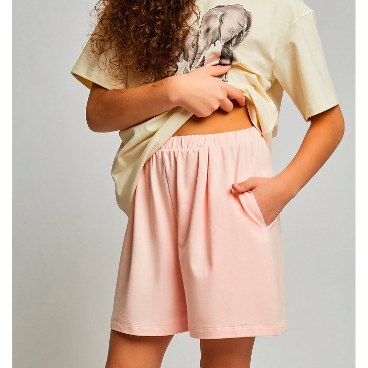 Фото 9 Пижама: футболка + шорты (бежево-розовый с принтом) 119762 Rita Romani 8062-1