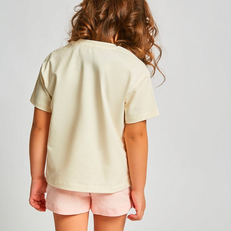 Фото 6 Пижама: футболка + шорты (бежево-розовый с принтом) 119762 Rita Romani 8062-1