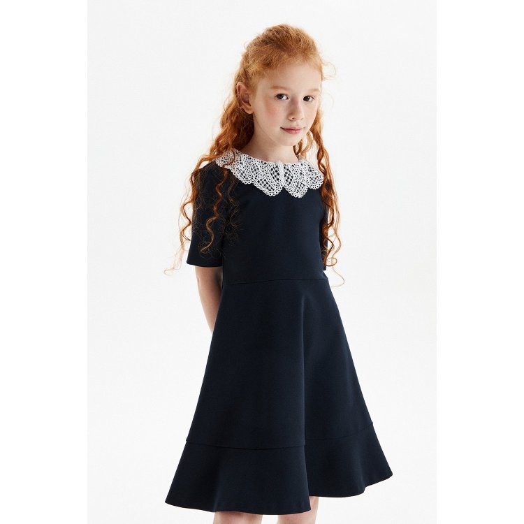Платье короткий рукав (темно-синий) 105148 Silver Spoon SSFSG-328-23833-309 