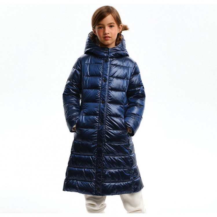 Утепленное пальто с контрастной подкладкой (синее мерцание) 109946 Silver Spoon SULWG-326-20312-317 