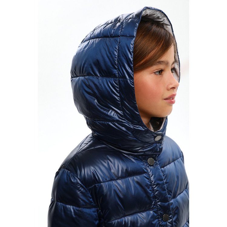 Фото 5 Утепленное пальто с контрастной подкладкой (синее мерцание) 109946 Silver Spoon SULWG-326-20312-317