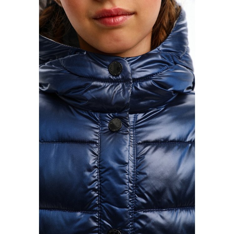 Фото 7 Утепленное пальто с контрастной подкладкой (синее мерцание) 109946 Silver Spoon SULWG-326-20312-317