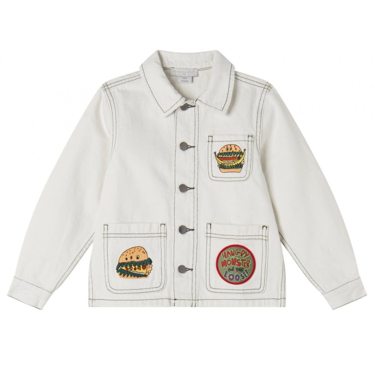 Stella McCartney Куртка джинсовая Silly Sandwich (молочный с принтом)
