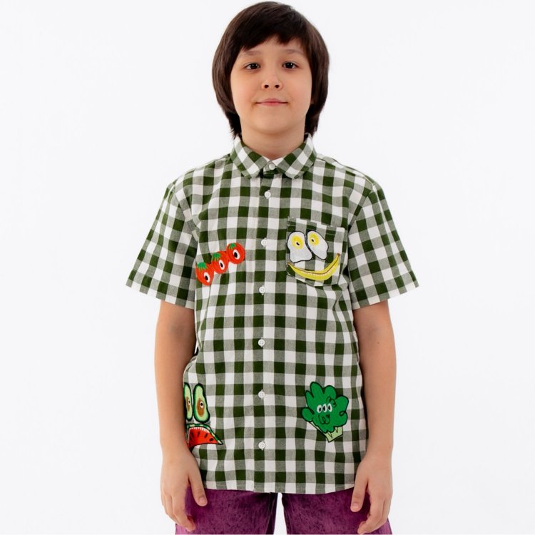 Рубашка Silly Sandwich (зеленая клетка с принтом 113281 Stella McCartney TU5P21 Z1602 728BC 